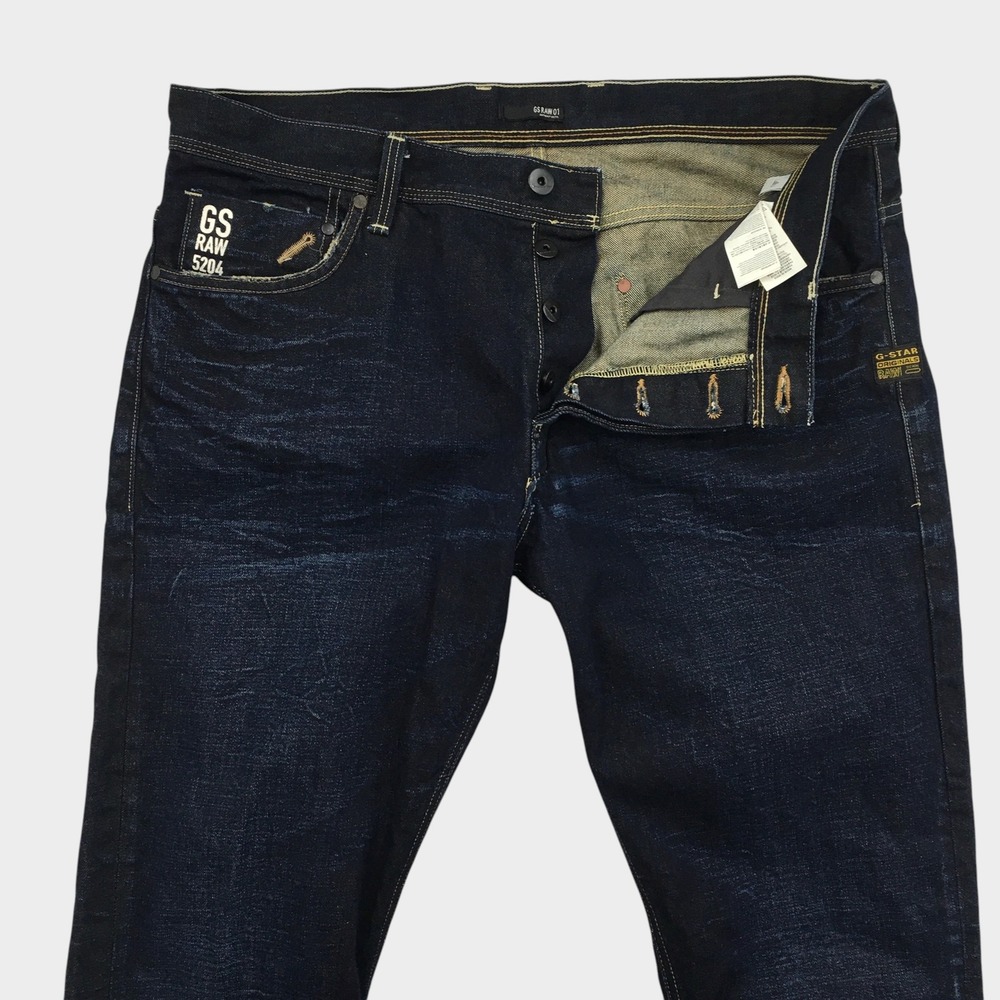 G-Star Raw Attacc Straight Jeans Mens 40x34 Dark Wash Denim Button Fly 50566